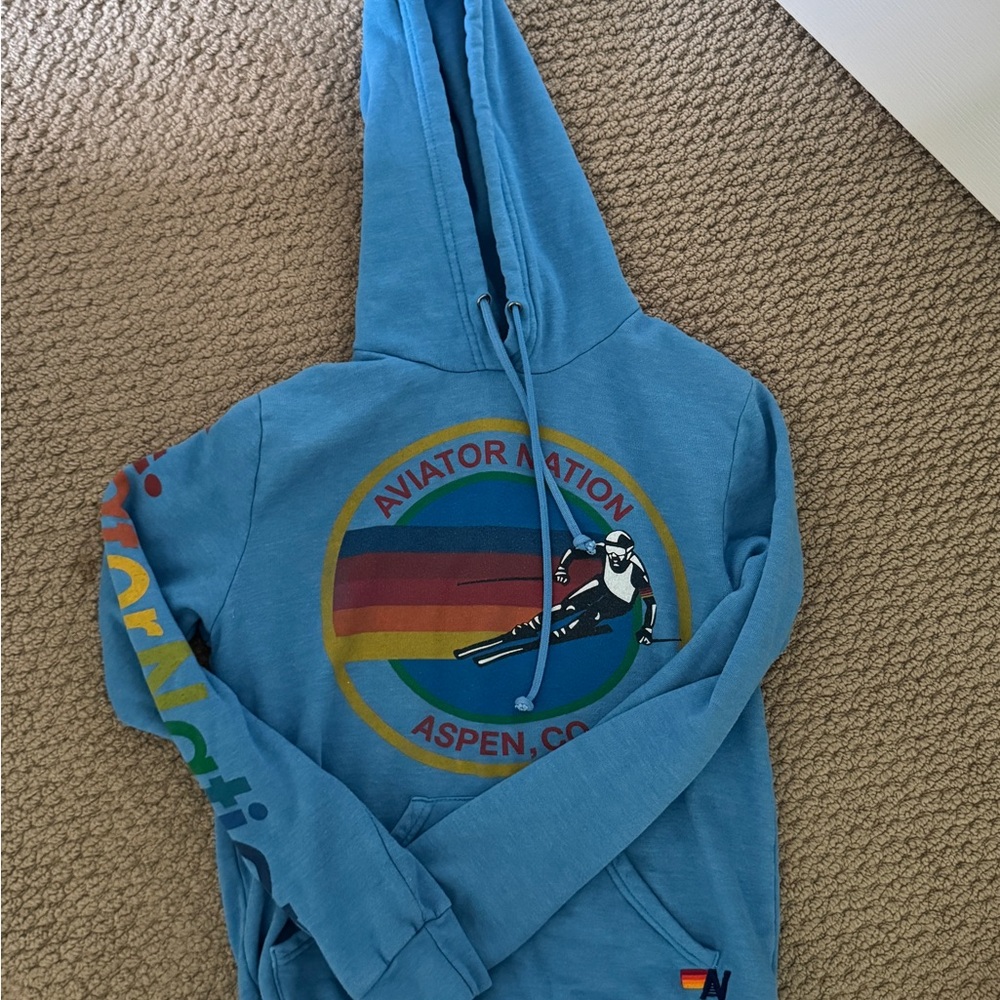 Aviator Nation Blue Hoodie with Logo